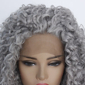 26" Gray Curly Lace Front Wig 498