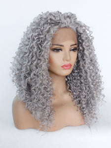 26" Gray Curly Lace Front Wig 498