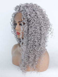 26" Gray Curly Lace Front Wig 498