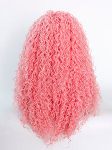 26" Sweet Pink Curly Lace Front Wig 497