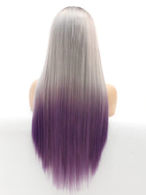 Load image into Gallery viewer, 26&quot; Rooted Gray to Purple Lace Front Wig 507