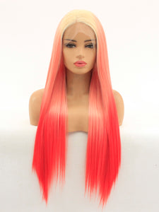26" Rooted Gradient Pink Lace Front Wig 509