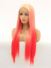 Load image into Gallery viewer, 26&quot; Rooted Gradient Pink Lace Front Wig 509