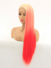 Load image into Gallery viewer, 26&quot; Rooted Gradient Pink Lace Front Wig 509