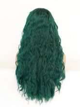 Load image into Gallery viewer, 26&quot; Rooted Dartk Green Wavy Lace Front Wig 492