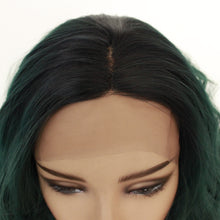 Load image into Gallery viewer, 26&quot; Rooted Dartk Green Wavy Lace Front Wig 492