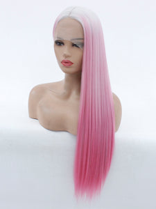 26" Gray Root Pink Lace Front Wig 461