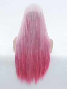 26" Gray Root Pink Lace Front Wig 461