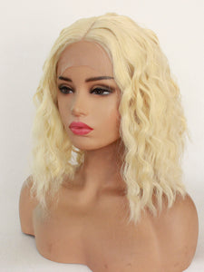 14” French Vanilla Blonde Wavy Lace Front Wig 504