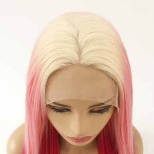 26" Rooted Gradient Rose Red Lace Front Wig 510