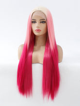 Load image into Gallery viewer, 26&quot; Rooted Gradient Rose Red Lace Front Wig 510