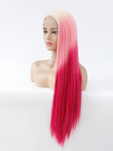 Load image into Gallery viewer, 26&quot; Rooted Gradient Rose Red Lace Front Wig 510