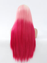 Load image into Gallery viewer, 26&quot; Rooted Gradient Rose Red Lace Front Wig 510