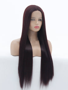 26“  99J Plum Red Lace Front Wig 486