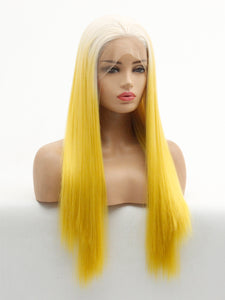 24" Rooted Yellow Lace Front Wig 513