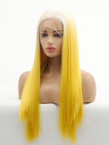 24" Rooted Yellow Lace Front Wig 513