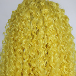 Lemon Yellow Curly Lace Front Wig 114