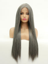 Load image into Gallery viewer, 26&quot; Mixed Gray Lace Front Wig 500