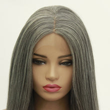 Load image into Gallery viewer, 26&quot; Mixed Gray Lace Front Wig 500
