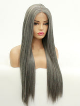 Load image into Gallery viewer, 26&quot; Mixed Gray Lace Front Wig 500