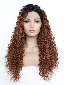 Rooted Brown Curly Lace Front Wig 501