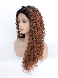 Rooted Brown Curly Lace Front Wig 501