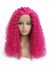 Load image into Gallery viewer, Magenta Curly Lace Front Wig 595