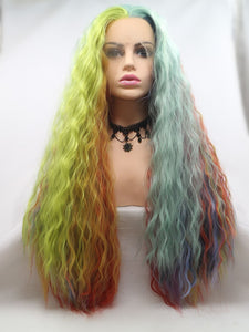 Rainbow Wavy Lace Front Wig 139
