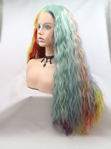 Rainbow Wavy Lace Front Wig 139