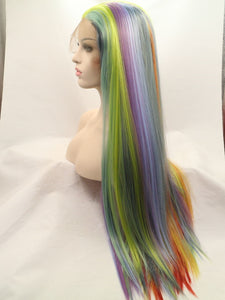 Rainbow Straight Lace Front Wig 622