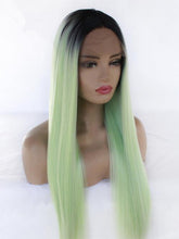 Load image into Gallery viewer, Black Root Pastel Tea Green Lace Front Wig 157