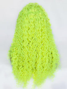 Neon Green Curly Lace Front Wig 423