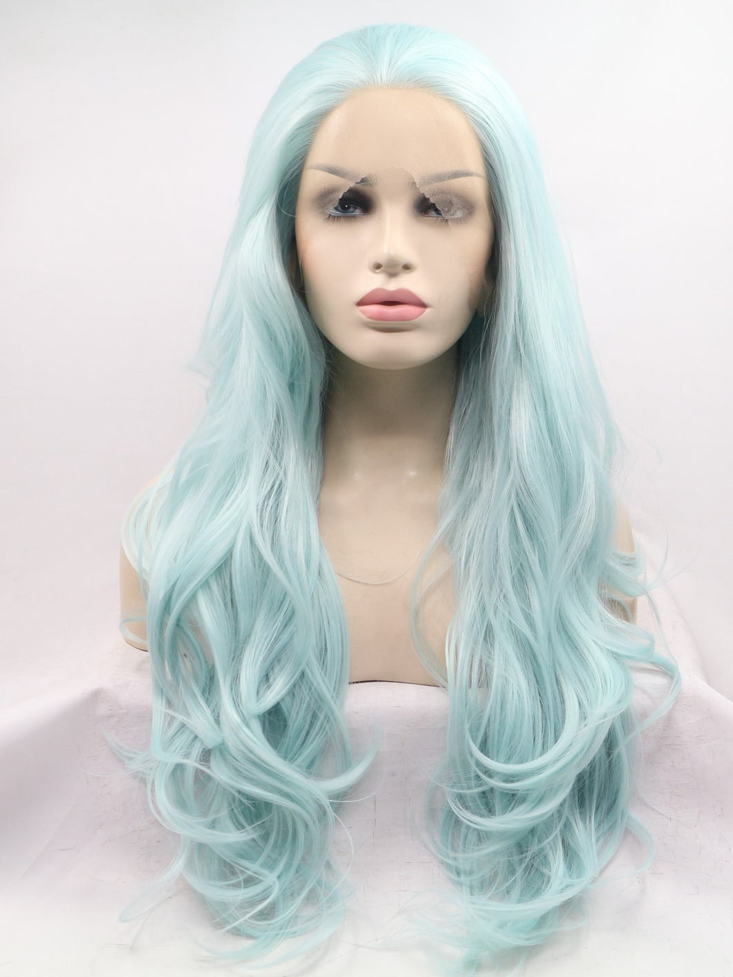 Pastel Blue Wavy Lace Front Wig 200