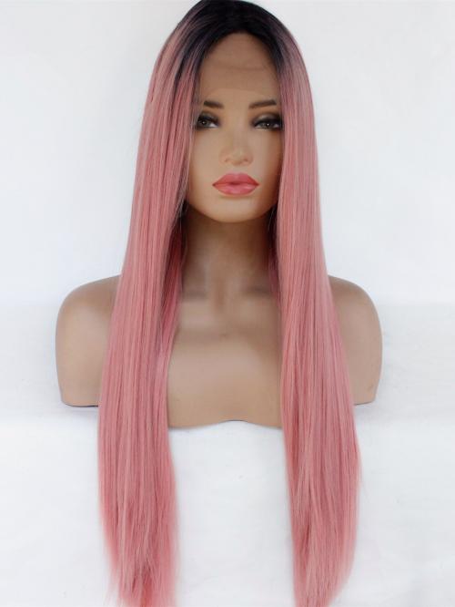 Rooted Smoke Pink Lace Front Wig 393