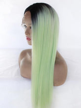 Load image into Gallery viewer, Black Root Pastel Tea Green Lace Front Wig 157