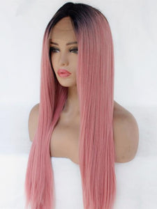 Rooted Smoke Pink Lace Front Wig 393