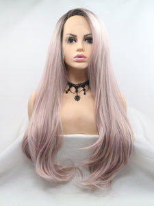 26" Rooted Taro Pink Lace Front Wig 454