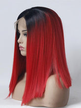 Load image into Gallery viewer, Black Root Red Bob Lace Front Wig 161