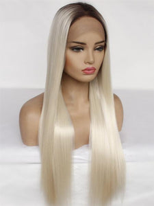Rooted Platinum Blonde Lace Front Wig 424